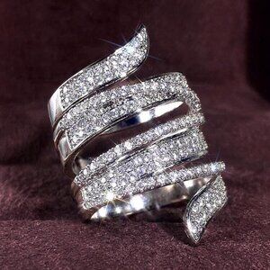Silver CZ Ring NEW Winter Fashion Cocktail Party Valentine's Day Gift Size 7